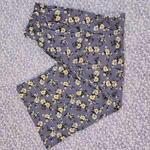 Wide Leg Floral Pants 100% Cotton Pajama Bottoms Purple Apricot White Teal Sz S
